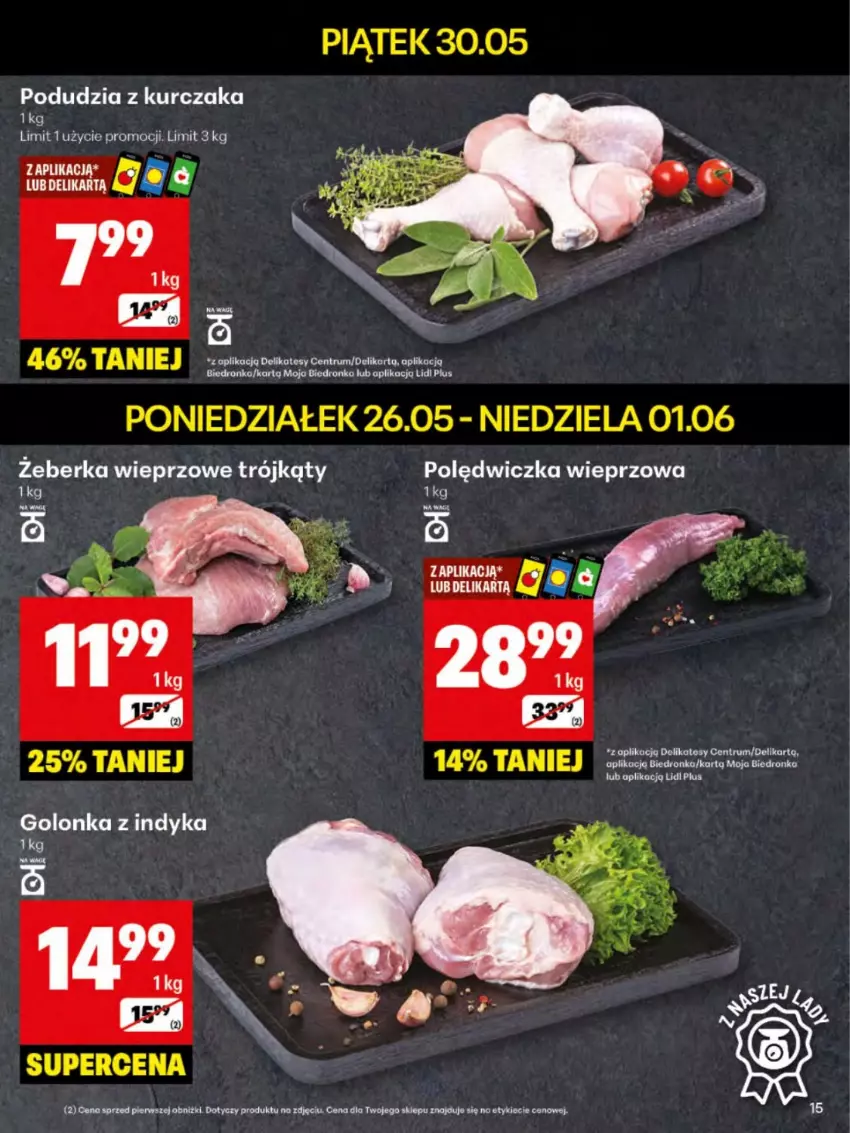 Gazetka promocyjna Delikatesy Centrum - Franczyza DC22 Poniedziałek - ważna 26.05 do 01.06.2025 - strona 15 - produkty: Golonka z indyka, Kurczak, Polędwiczka wieprzowa