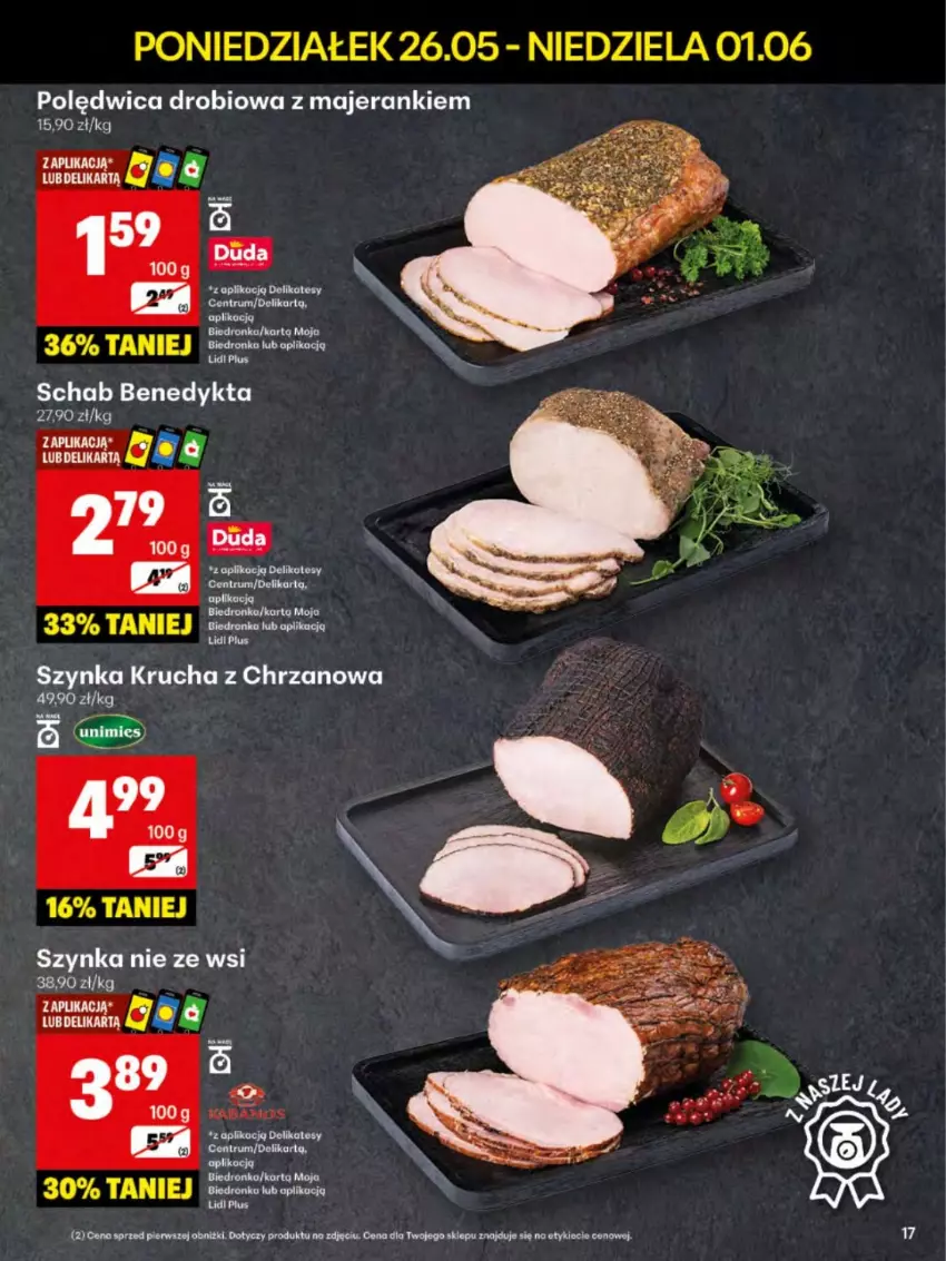 Gazetka promocyjna Delikatesy Centrum - Franczyza DC22 Poniedziałek - ważna 26.05 do 01.06.2025 - strona 17 - produkty: Chrzan, Lody, Polędwica, Rum, Schab Benedykta, Szynka