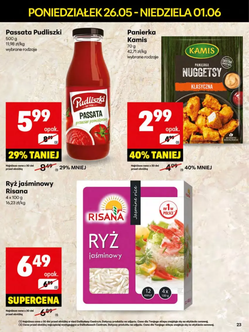 Gazetka promocyjna Delikatesy Centrum - Franczyza DC22 Poniedziałek - ważna 26.05 do 01.06.2025 - strona 23 - produkty: Isana, Kamis, Pudliszki, Risana, Rum, Ryż, Ryż jasminowy