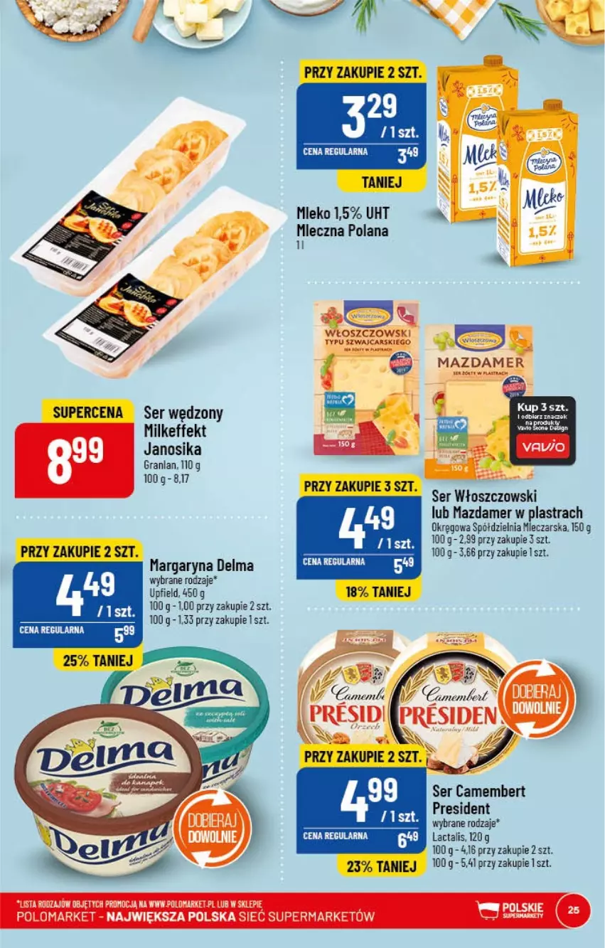 Gazetka promocyjna PoloMarket - Gazetka pomocyjna - ważna 11.01 do 17.01.2022 - strona 25 - produkty: Camembert, Delma, Gra, HP, LANA, Margaryna, Mazdamer, Mleko, Ser