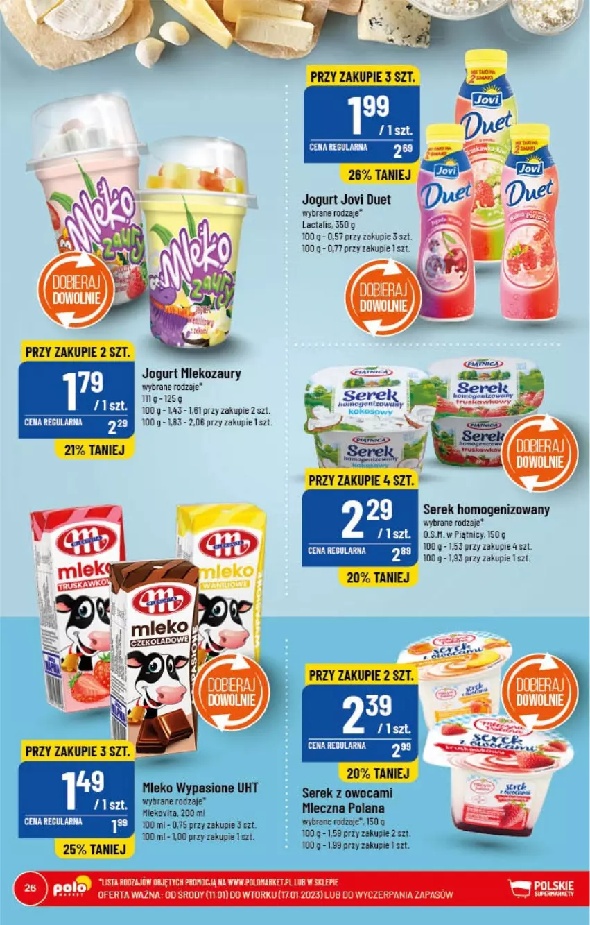 Gazetka promocyjna PoloMarket - Gazetka pomocyjna - ważna 11.01 do 17.01.2022 - strona 26 - produkty: Jogurt, LANA, Mleko, Ser, Serek, Serek homogenizowany