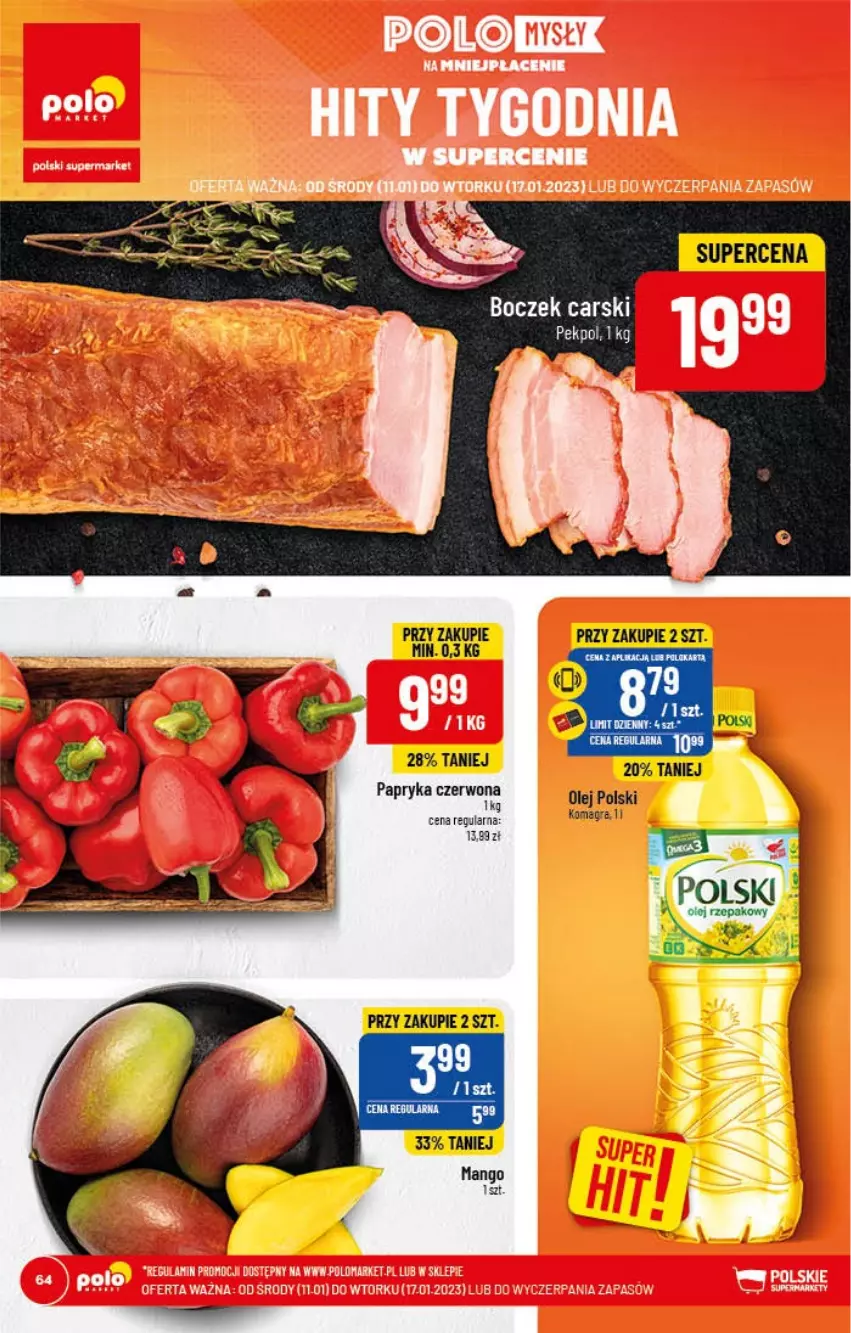 Gazetka promocyjna PoloMarket - Gazetka pomocyjna - ważna 11.01 do 17.01.2022 - strona 64 - produkty: Boczek, Cars, Gra, Mango, Olej, Papryka, Papryka czerwona, Pekpol