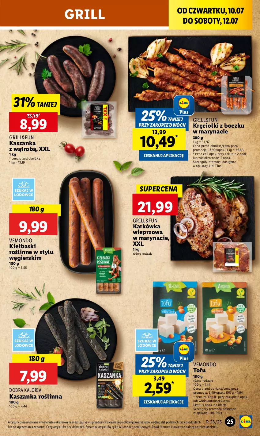 Gazetka promocyjna Lidl - GAZETKA - ważna 10.07 do 12.07.2025 - strona 31 - produkty: Grill, Karkówka wieprzowa, Kasza, Kaszanka, Tofu