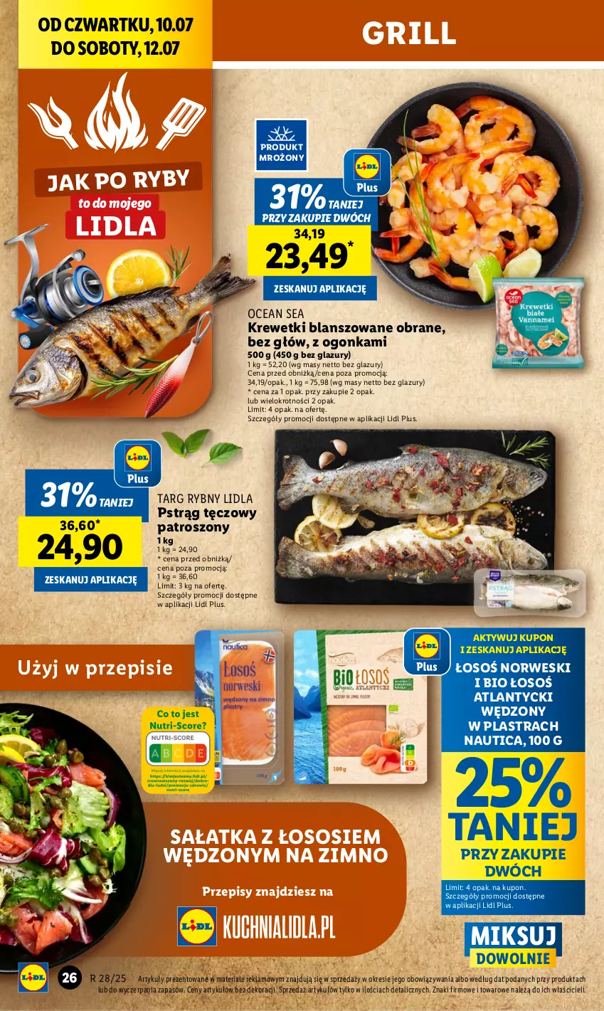 Gazetka promocyjna Lidl - GAZETKA - ważna 10.07 do 12.07.2025 - strona 32 - produkty: Grill, Krewetki, Lazur, Pstrąg, Pstrąg tęczowy, Sałat, Sałatka, Sos