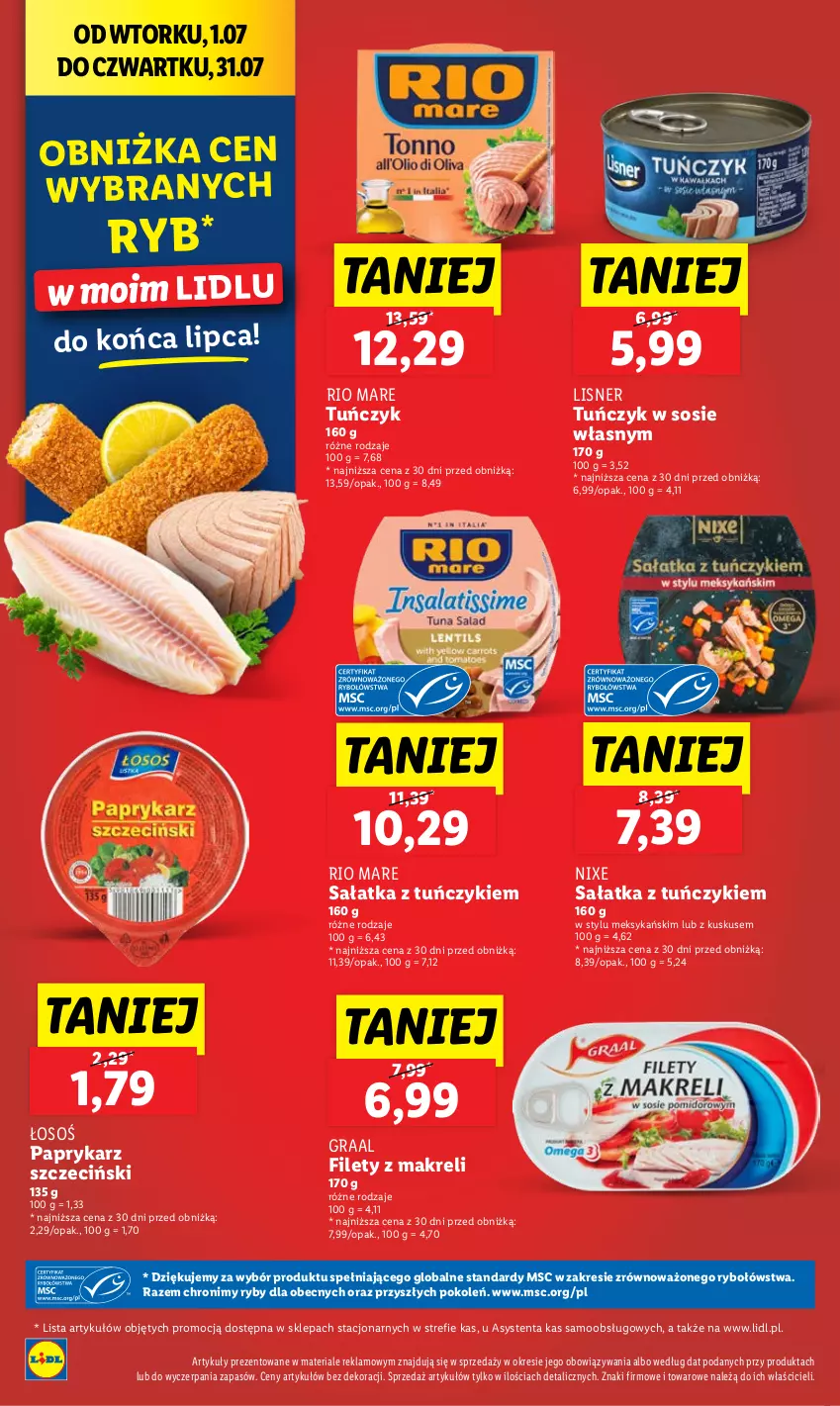 Gazetka promocyjna Lidl - GAZETKA - ważna 10.07 do 12.07.2025 - strona 34 - produkty: Gra, Graal, Kuskus, Lisner, Papryka, Paprykarz, Paprykarz szczeciński, Rio Mare, Sałat, Sałatka, Sos, Tuńczyk