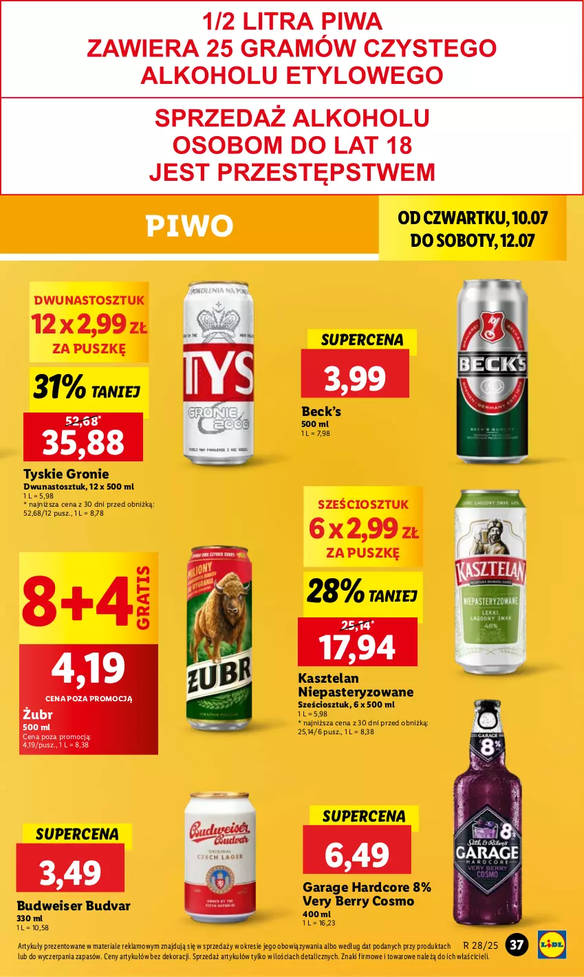 Gazetka promocyjna Lidl - GAZETKA - ważna 10.07 do 12.07.2025 - strona 47 - produkty: Gra, Kasztelan, Piwo, Ser, Tyskie