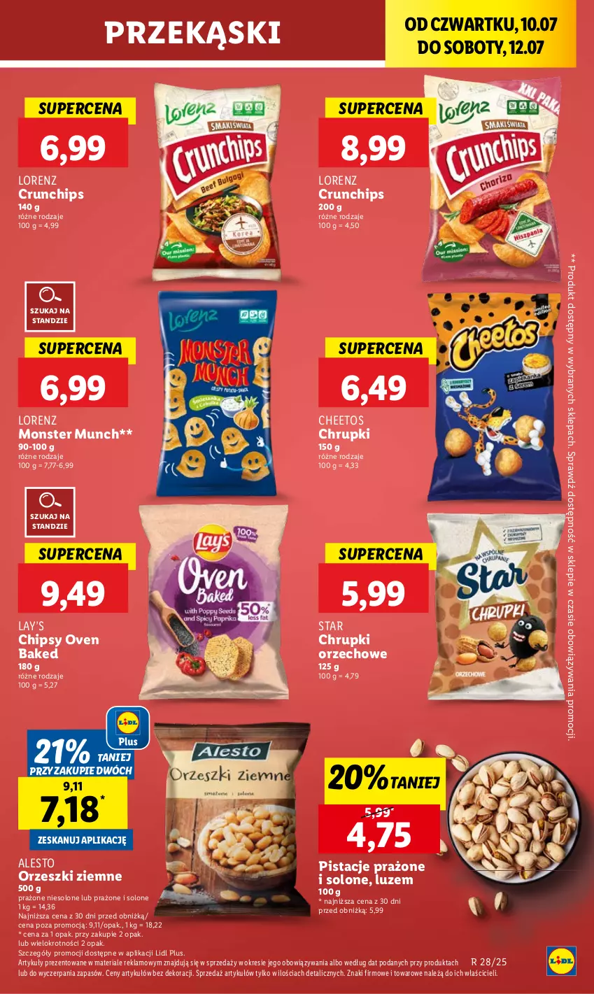 Gazetka promocyjna Lidl - GAZETKA - ważna 10.07 do 12.07.2025 - strona 49 - produkty: Cheetos, Chipsy, Chrupki, Crunchips, Lay’s, Lorenz, Monster Munch, Orzeszki, Orzeszki ziemne, Pistacje
