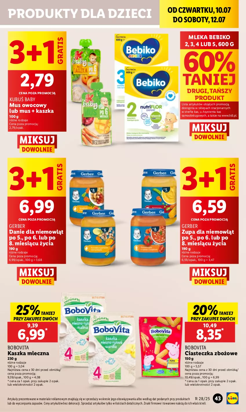 Gazetka promocyjna Lidl - GAZETKA - ważna 10.07 do 12.07.2025 - strona 55 - produkty: Bebiko, BoboVita, Dzieci, Gerber, Gra, Kubuś, Mus, Zupa