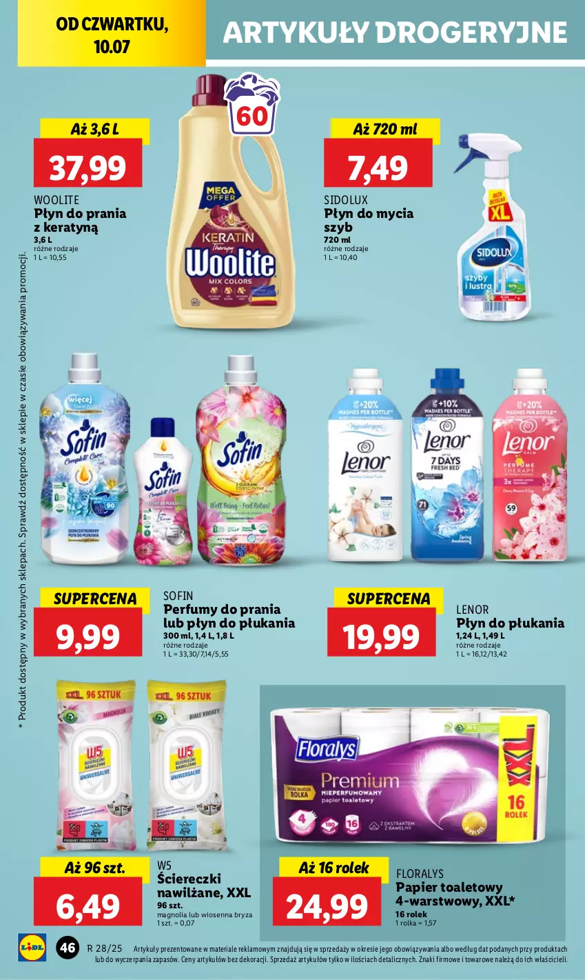 Gazetka promocyjna Lidl - GAZETKA - ważna 10.07 do 12.07.2025 - strona 58 - produkty: Bryza, Flora, Lenor, Papier, Papier toaletowy, Perfum, Płyn do mycia, Płyn do płukania, Płyn do prania, Sidolux, Woolite