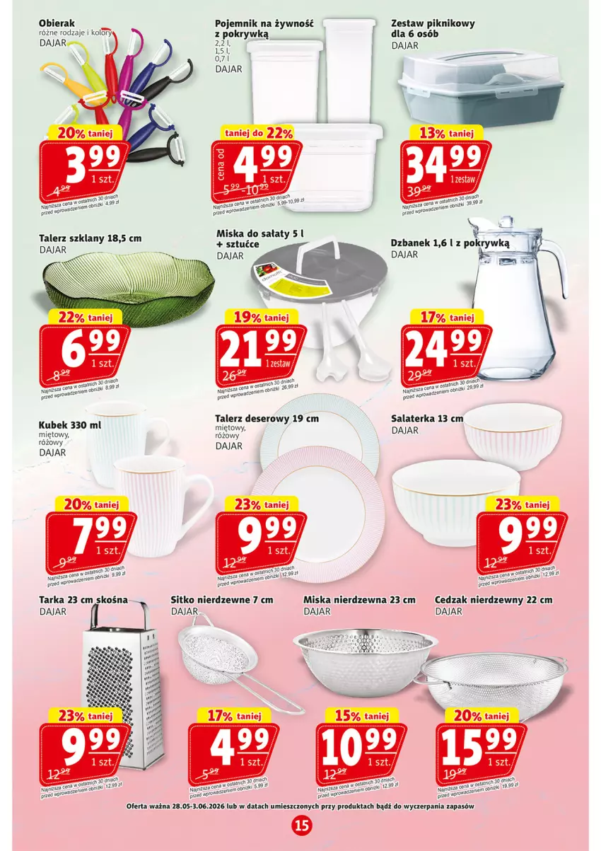 Gazetka promocyjna Prim Market - ważna 28.05 do 04.06.2026 - strona 15 - produkty: Cedzak, Deser, Dzbanek, Kubek, Miska, Pojemnik, Sałat, Salaterka, Ser, Sitko, Talerz, Talerz deserowy
