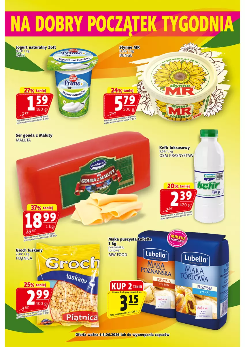 Gazetka promocyjna Prim Market - ważna 28.05 do 04.06.2026 - strona 19 - produkty: Bell, Bella, Gouda, Groch, Jogurt, Jogurt naturalny, Kefir, Lubella, Mąka, Piątnica, Ser, Słynne, Zott