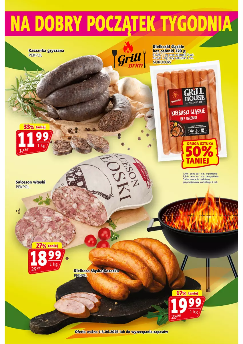 Gazetka promocyjna Prim Market - ważna 28.05 do 04.06.2026 - strona 20 - produkty: Gry, Kasza, Kaszanka, Kiełbasa, Kiełbasa śląska, Kiełbaski śląskie, Pekpol, Por, Salceson, Sok, Sokołów