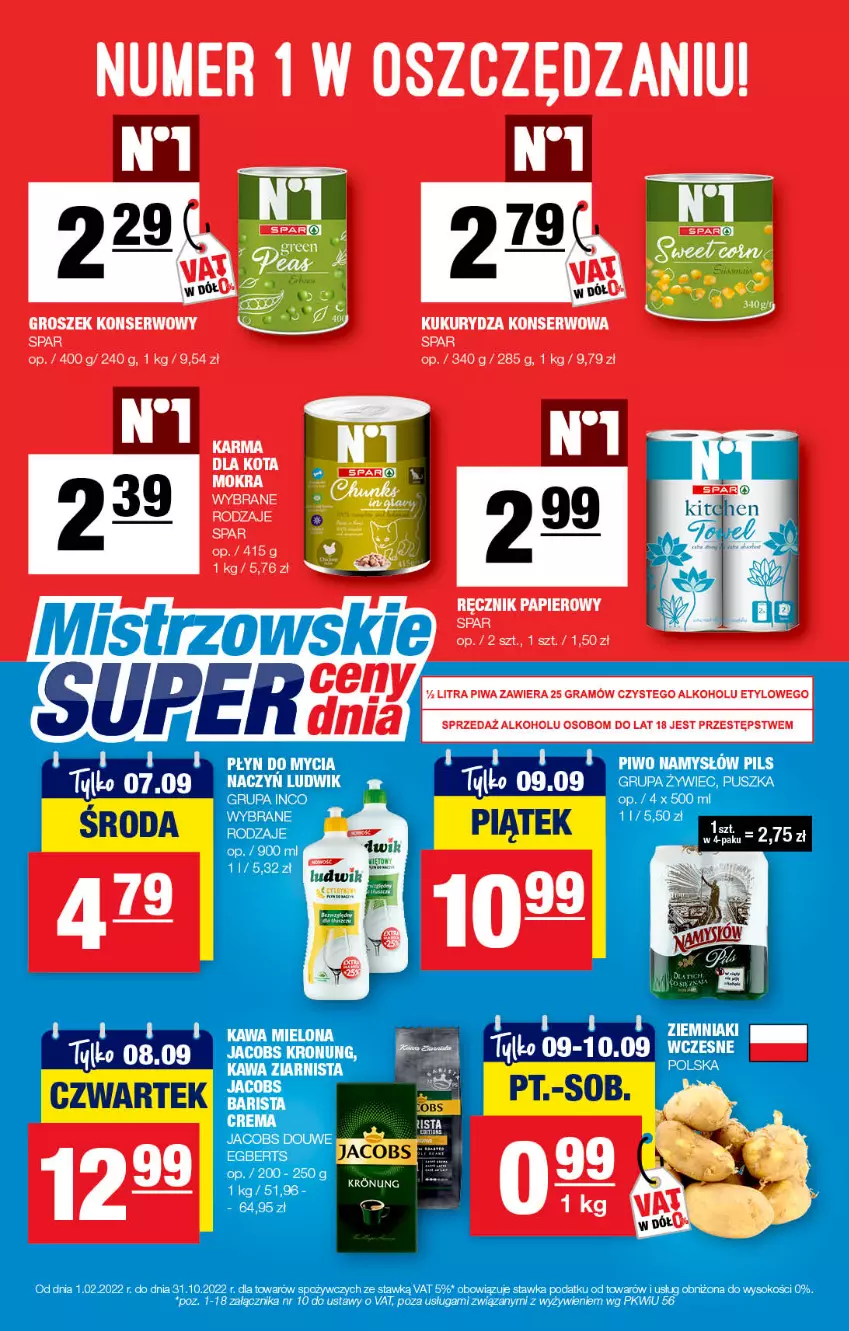 Gazetka promocyjna Spar - EuroSpar - ważna 28.08 do 07.09.2022 - strona 11 - produkty: Jacobs, Namysłów, Piwo, Płyn do mycia, Sok, Ziemniaki