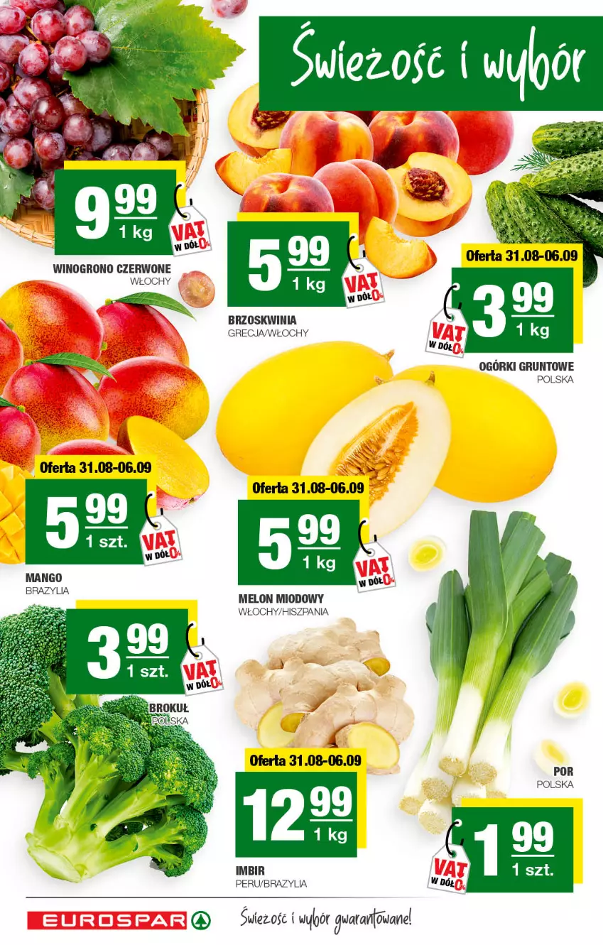 Gazetka promocyjna Spar - EuroSpar - ważna 28.08 do 07.09.2022 - strona 4 - produkty: Grunt, Imbir, LG, Mango, Melon, Por, Wino