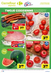 Gazetka promocyjna Carrefour - Gazetka Express - Gazetka - ważna od 27.06 do 27.06.2022 - strona 1 - produkty: Ser, Szynka wieprzowa, Szynka, Kiełbasa, Pomidory