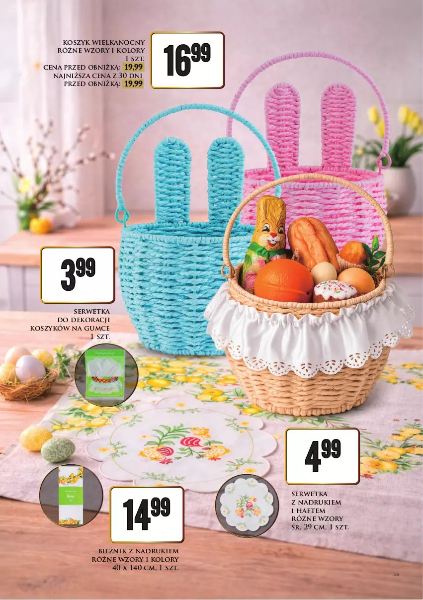 Gazetka promocyjna Dino - Katalog / Czas na Wielkanoc - ważna 09.03 do 21.03.2026 - strona 13 - produkty: Bieżnik, Kosz, Ser