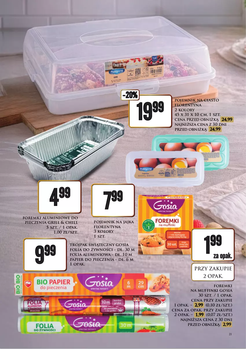 Gazetka promocyjna Dino - Katalog / Czas na Wielkanoc - ważna 09.03 do 21.03.2026 - strona 21 - produkty: Folia aluminiowa, Foremki, Grill, Muffinki, Papier, Papier do pieczenia, Piec, Pojemnik, Pojemnik na ciasto