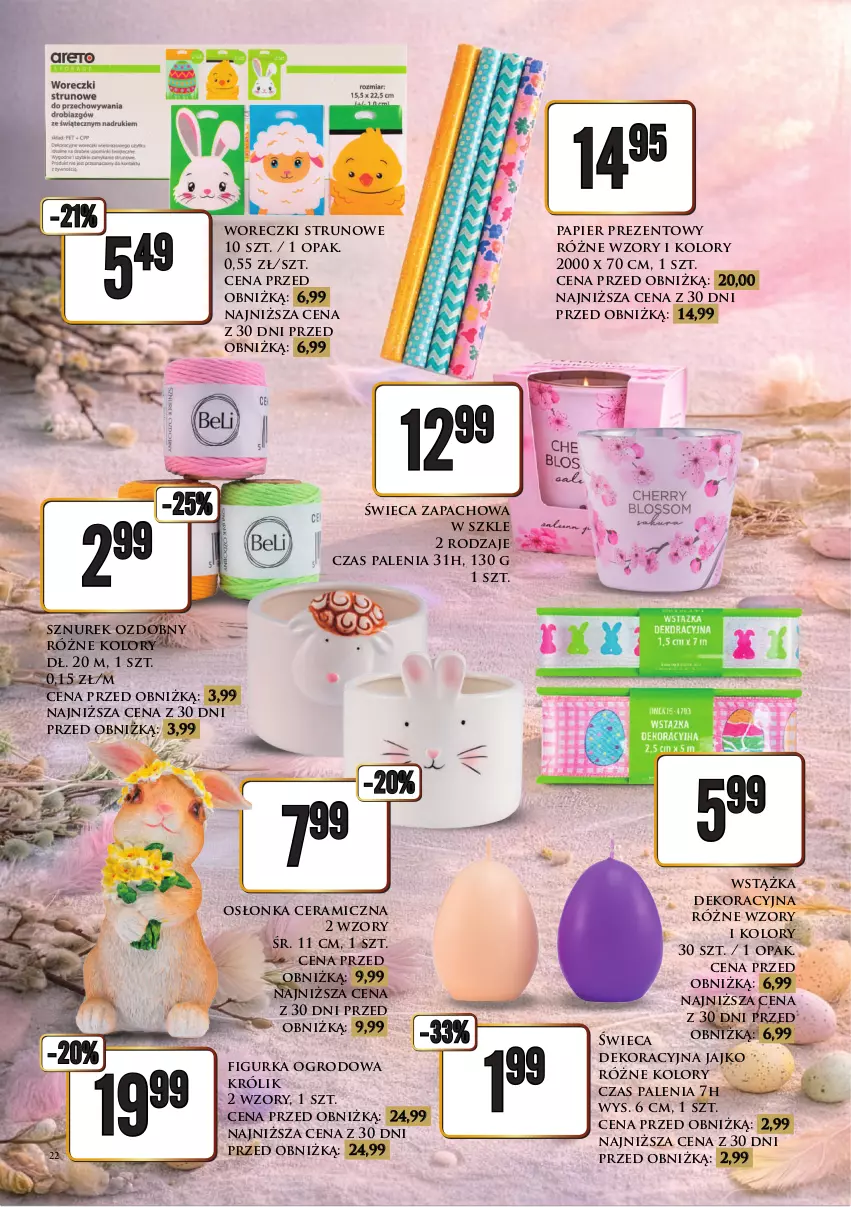 Gazetka promocyjna Dino - Katalog / Czas na Wielkanoc - ważna 09.03 do 21.03.2026 - strona 22 - produkty: Królik, Osłonka, Papier, Sznurek, Wstążka