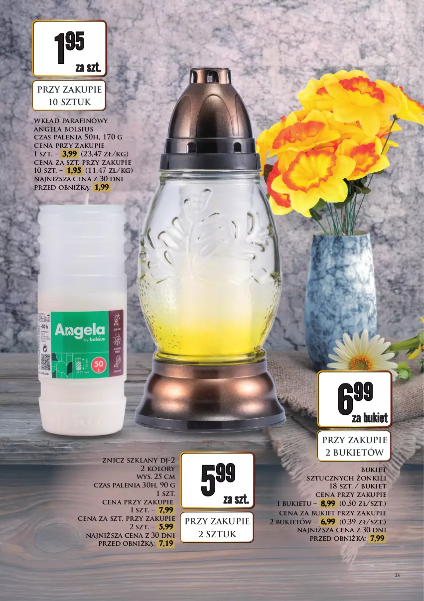 Gazetka promocyjna Dino - Katalog / Czas na Wielkanoc - ważna 09.03 do 21.03.2026 - strona 23 - produkty: Bols, Bolsius, Bukiet, Znicz