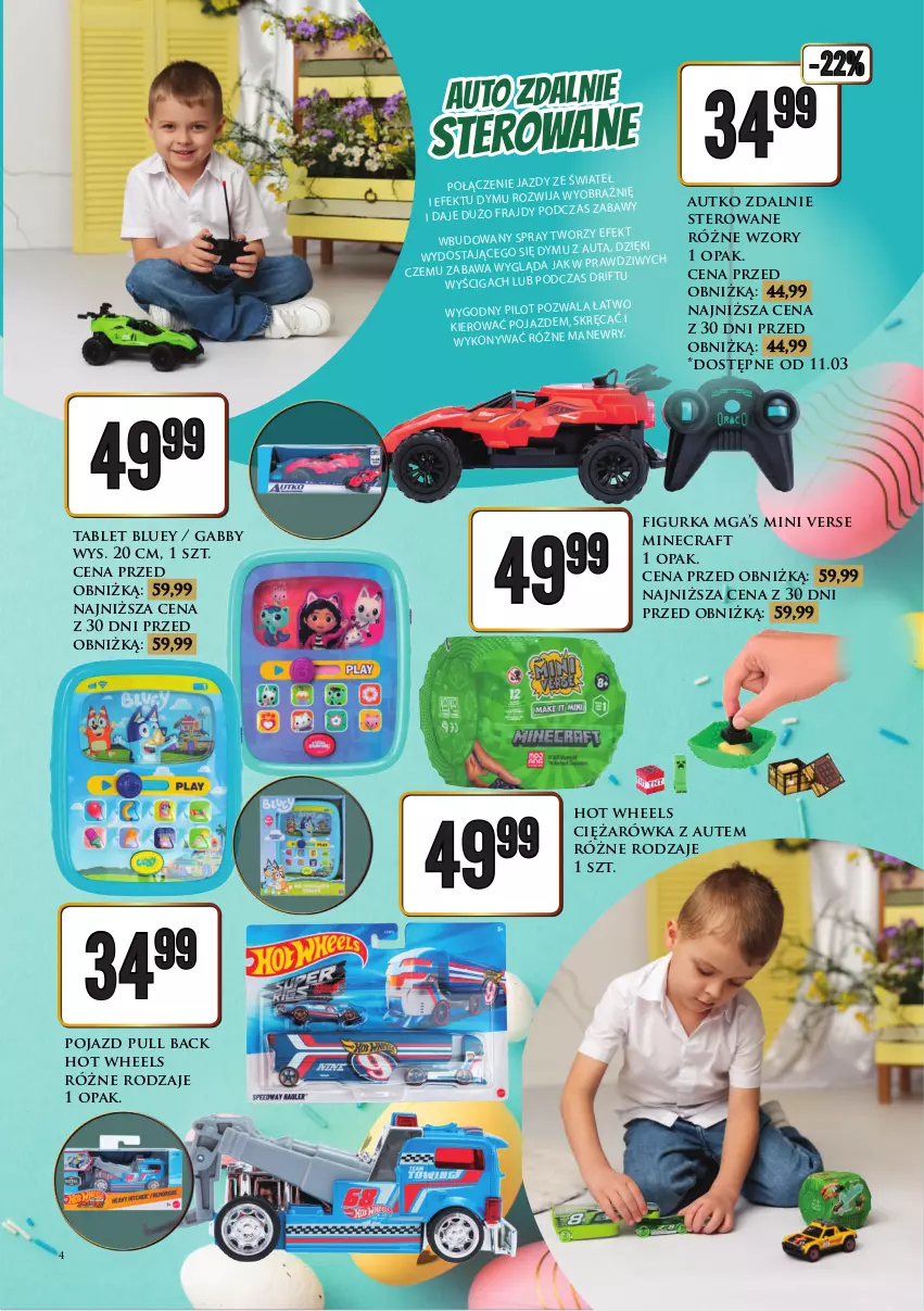 Gazetka promocyjna Dino - Katalog / Czas na Wielkanoc - ważna 09.03 do 21.03.2026 - strona 4 - produkty: Hot Wheels, Minecraft, Pojazd, Tablet