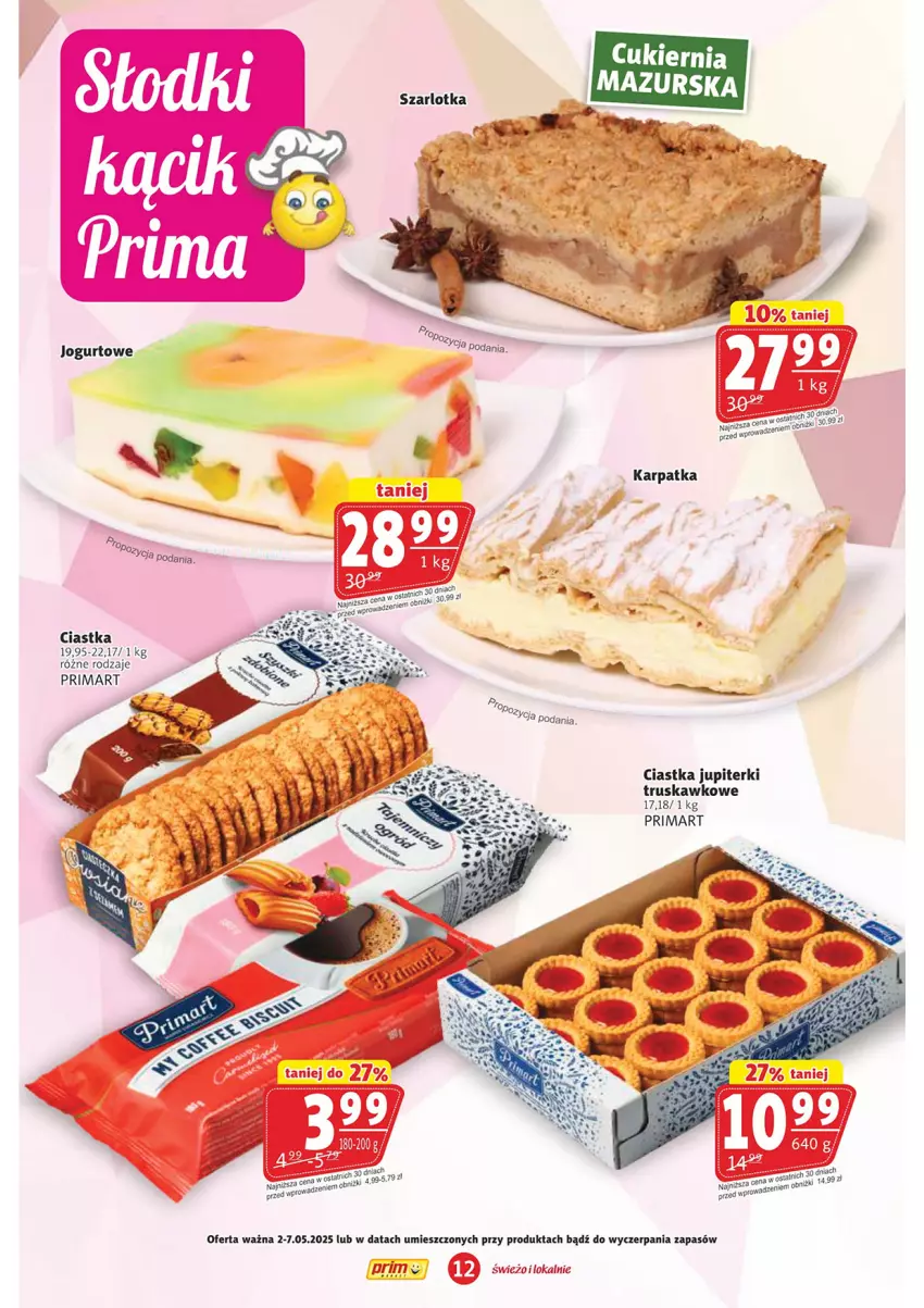 Gazetka promocyjna Prim Market - ważna 02.05 do 07.05.2025 - strona 12 - produkty: Ciastka, Jogurt, Karp, Prima, Szarlotka