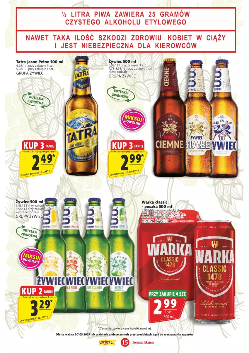 Gazetka promocyjna Prim Market - ważna 02.05 do 07.05.2025 - strona 15 - produkty: Tatra, Warka