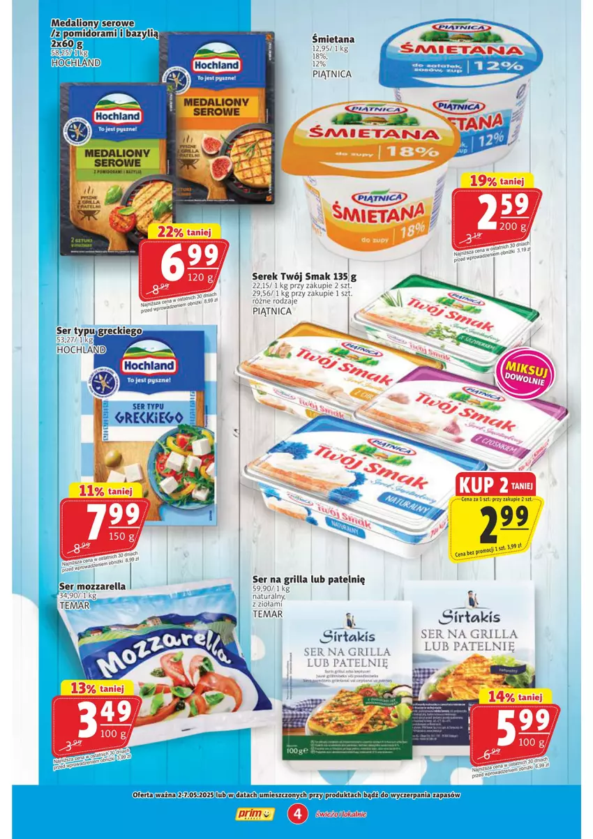 Gazetka promocyjna Prim Market - ważna 02.05 do 07.05.2025 - strona 4 - produkty: Bazyl, Grill, Lion, Mozzarella, Piątnica, Ser, Serek, Twój Smak