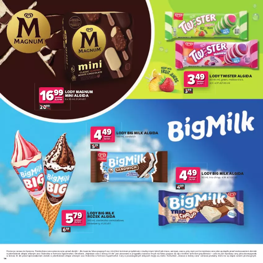 Gazetka promocyjna Stokrotka - Katalog Łap Okazje! - ważna 02.07 do 15.07.2026 - strona 14 - produkty: Algida, Big Milk, LG, Lody, Mięso, Owoce, Warzywa