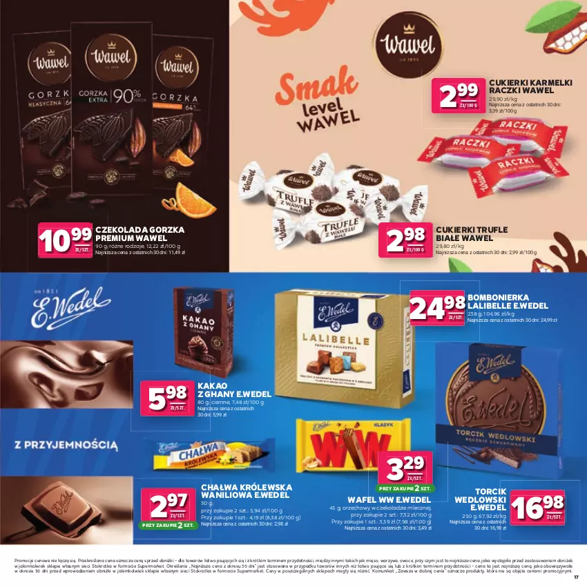 Gazetka promocyjna Stokrotka - Katalog Łap Okazje! - ważna 02.07 do 15.07.2026 - strona 17 - produkty: Bell, Chałwa, Cukier, Cukierki, Czekolada, Kakao, Mięso, Owoce, Warzywa, Wawel