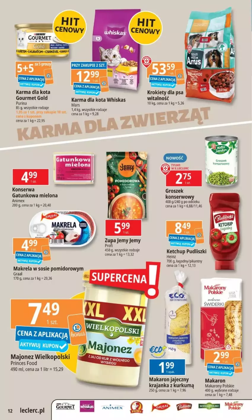 Gazetka promocyjna E Leclerc - ważna 12.11 do 18.11.2024 - strona 7 - produkty: Gourmet Gold, Gra, Graal, Groszek, Krokiety, Majonez, Makaron, Pudliszki, Pur, Purina, Ser, Sos, Whiskas