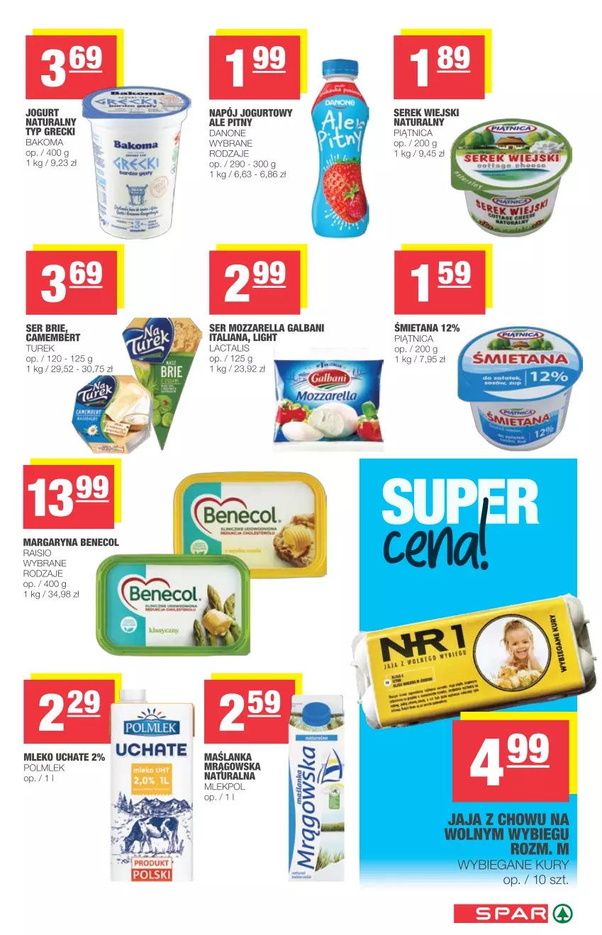 Gazetka promocyjna Spar - Spar - ważna 02.06 do 08.06.2021 - strona 3 - produkty: Bakoma, Benecol, Brie, Danone, Galbani, Jogurt, Margaryna, Maślanka, Mleko, Mozzarella, Napój, Napój jogurtowy, Piątnica, POLMLEK, Ser, Serek, Serek wiejski