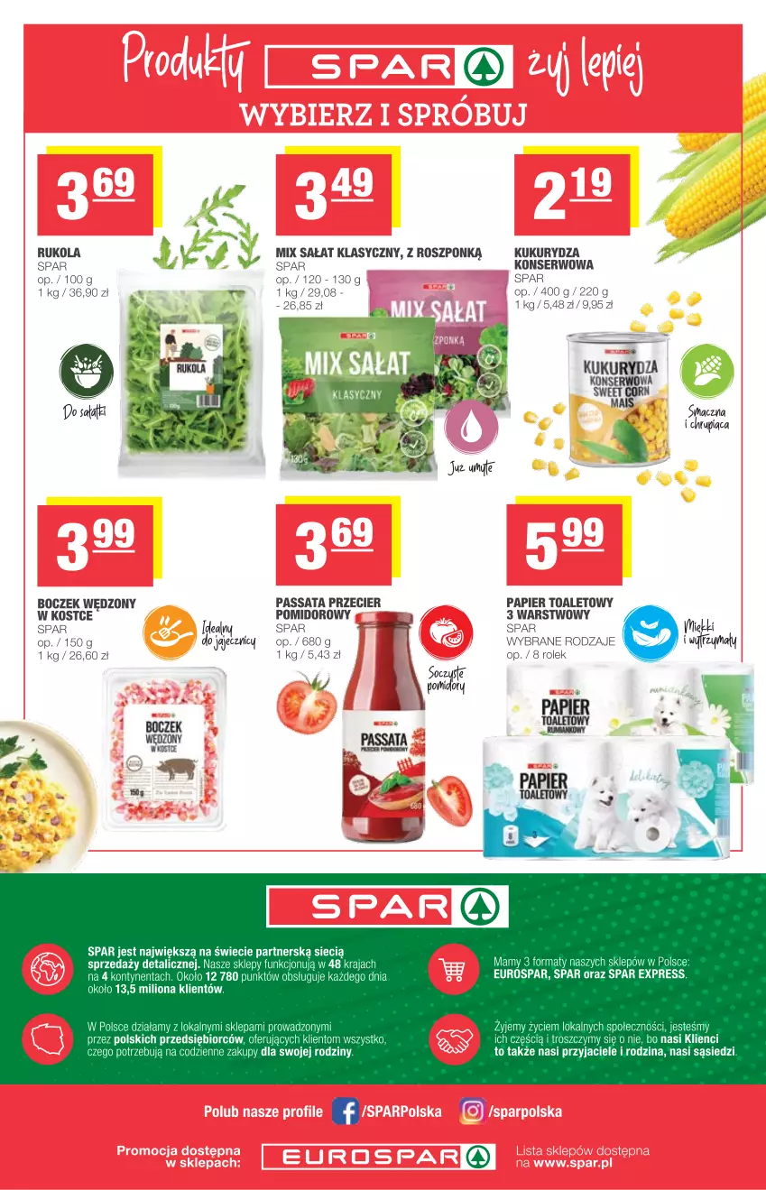 Gazetka promocyjna Spar - Spar - ważna 02.06 do 08.06.2021 - strona 8 - produkty: Boczek, Kukurydza, Kukurydza konserwowa, Lion, O nas, Papier, Papier toaletowy, Rukola, Rum, Sałat, Ser