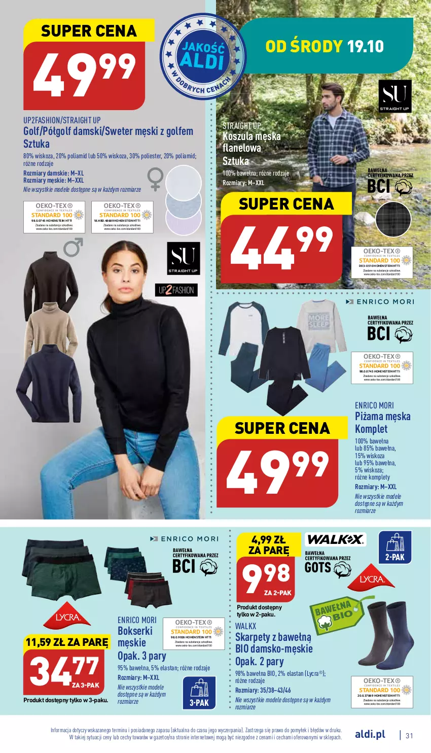 Gazetka promocyjna Aldi - Pełny katalog - ważna 17.10 do 22.10.2022 - strona 31 - produkty: Bokserki, Fa, Karp, Kosz, Koszula, Piżama, Ser, Sweter, Wełna