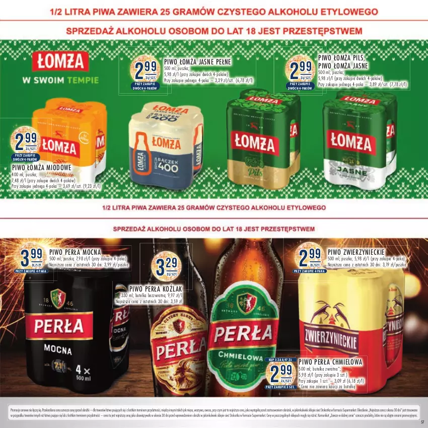 Gazetka promocyjna Stokrotka - Katalog Sylwester - ważna 28.12.2023 do 10.01.2024 - strona 57 - produkty: Mięso, Owoce, Perła, Piwo, Warzywa