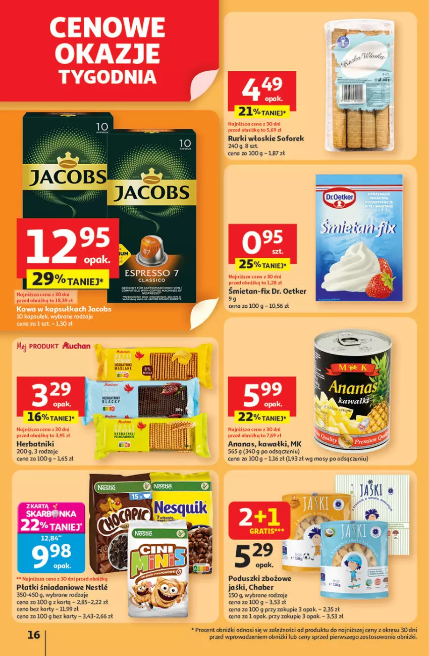 Gazetka promocyjna Auchan - Pewność niskich cen Hipermarket - ważna 24.07 do 30.07.2025 - strona 16 - produkty: Ananas, Danio, Dr. Oetker, Herbatniki, Kawa, Rurki