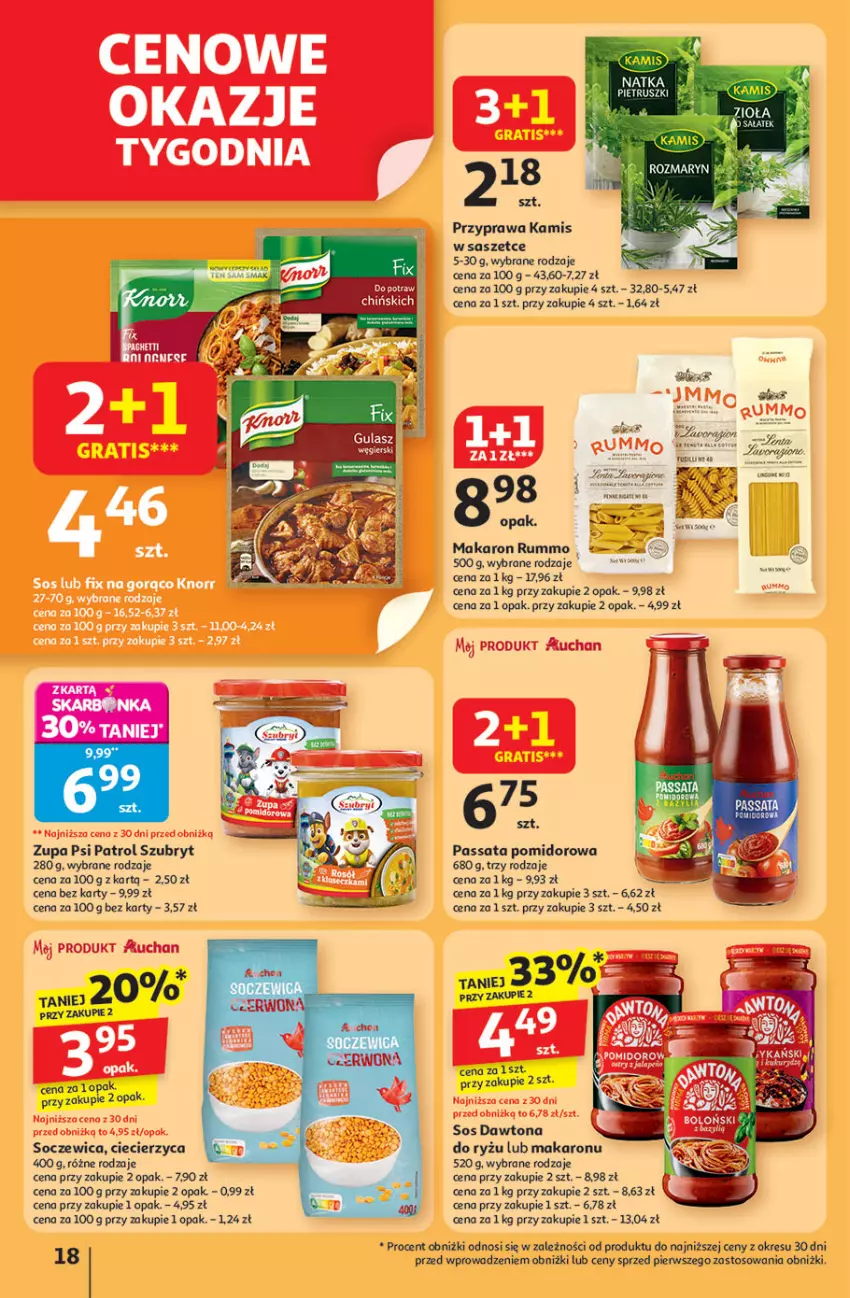 Gazetka promocyjna Auchan - Pewność niskich cen Hipermarket - ważna 24.07 do 30.07.2025 - strona 18 - produkty: Dawtona, Fa, Kamis, Makaron, Por, Psi Patrol, Rum, Ryż, Sos, Szubryt, Zupa