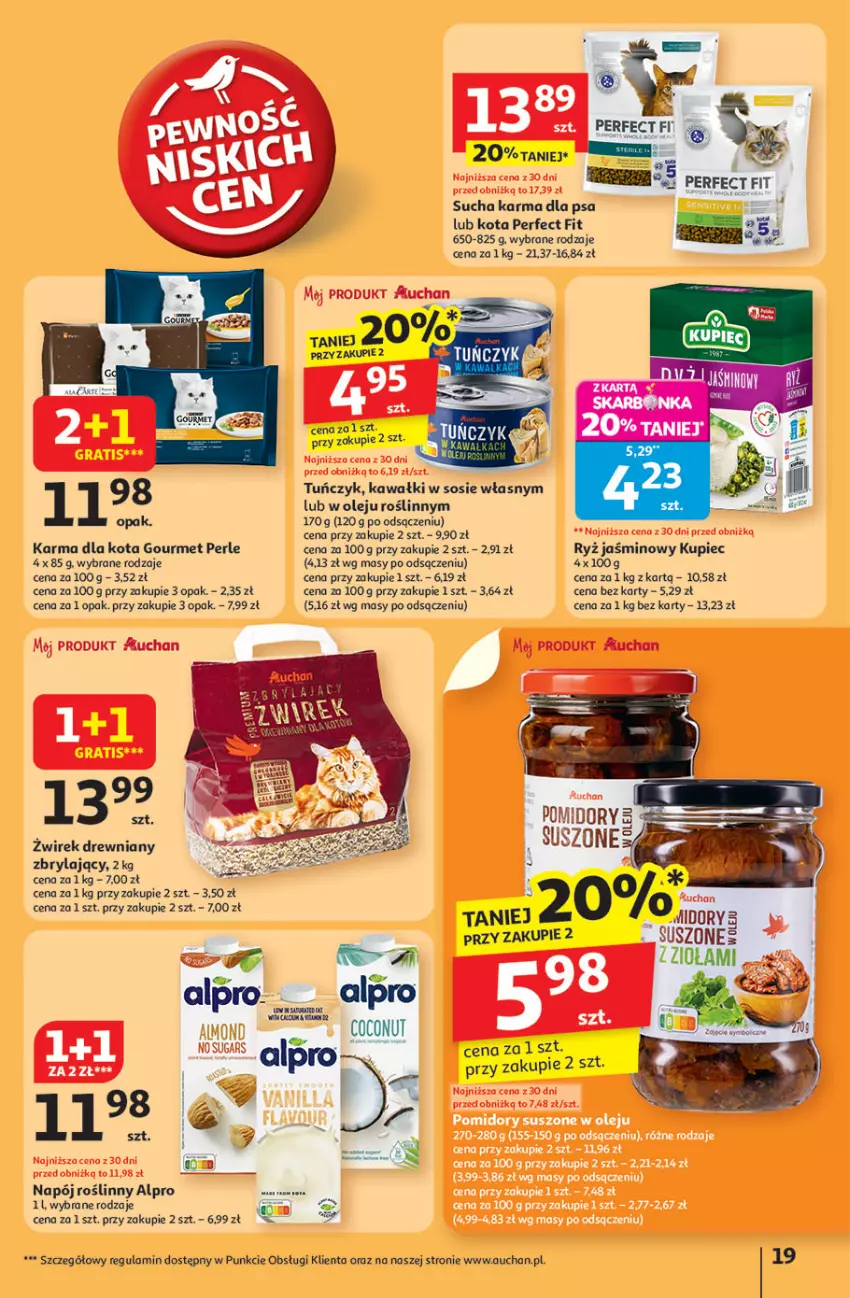 Gazetka promocyjna Auchan - Pewność niskich cen Hipermarket - ważna 24.07 do 30.07.2025 - strona 19 - produkty: Alpro, Gra, Kawa, Kupiec, Napój, Napój roślinny, Olej, Piec, Ryż, Sos, Sucha karma, Tuńczyk, Woda