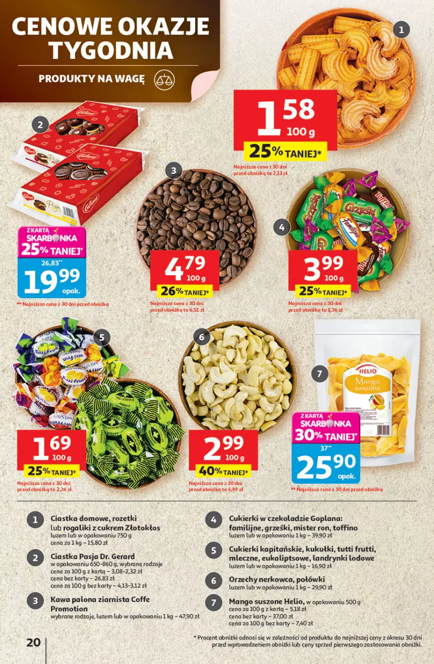 Gazetka promocyjna Auchan - Pewność niskich cen Hipermarket - ważna 24.07 do 30.07.2025 - strona 20 - produkty: Ciastka, Cukier, Cukierki, Fa, Goplana, Helio, Kawa, LANA, Mango, Mango suszone, Rogal, Toffino