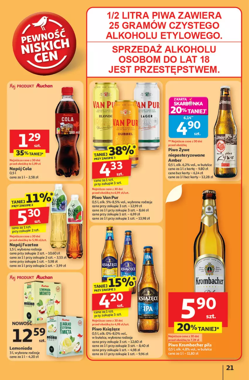 Gazetka promocyjna Auchan - Pewność niskich cen Hipermarket - ważna 24.07 do 30.07.2025 - strona 21 - produkty: Gra, Książęce, Lemoniada, Leon, Napój, Piwa, Piwo, Pur