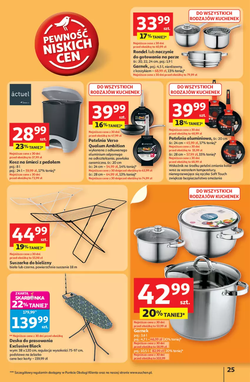 Gazetka promocyjna Auchan - Pewność niskich cen Hipermarket - ważna 24.07 do 30.07.2025 - strona 25 - produkty: Ambition, Deska do prasowania, Garnek, Kosz, Lack, Patelnia, Piec, Por, Rondel, Sok, Suszarka