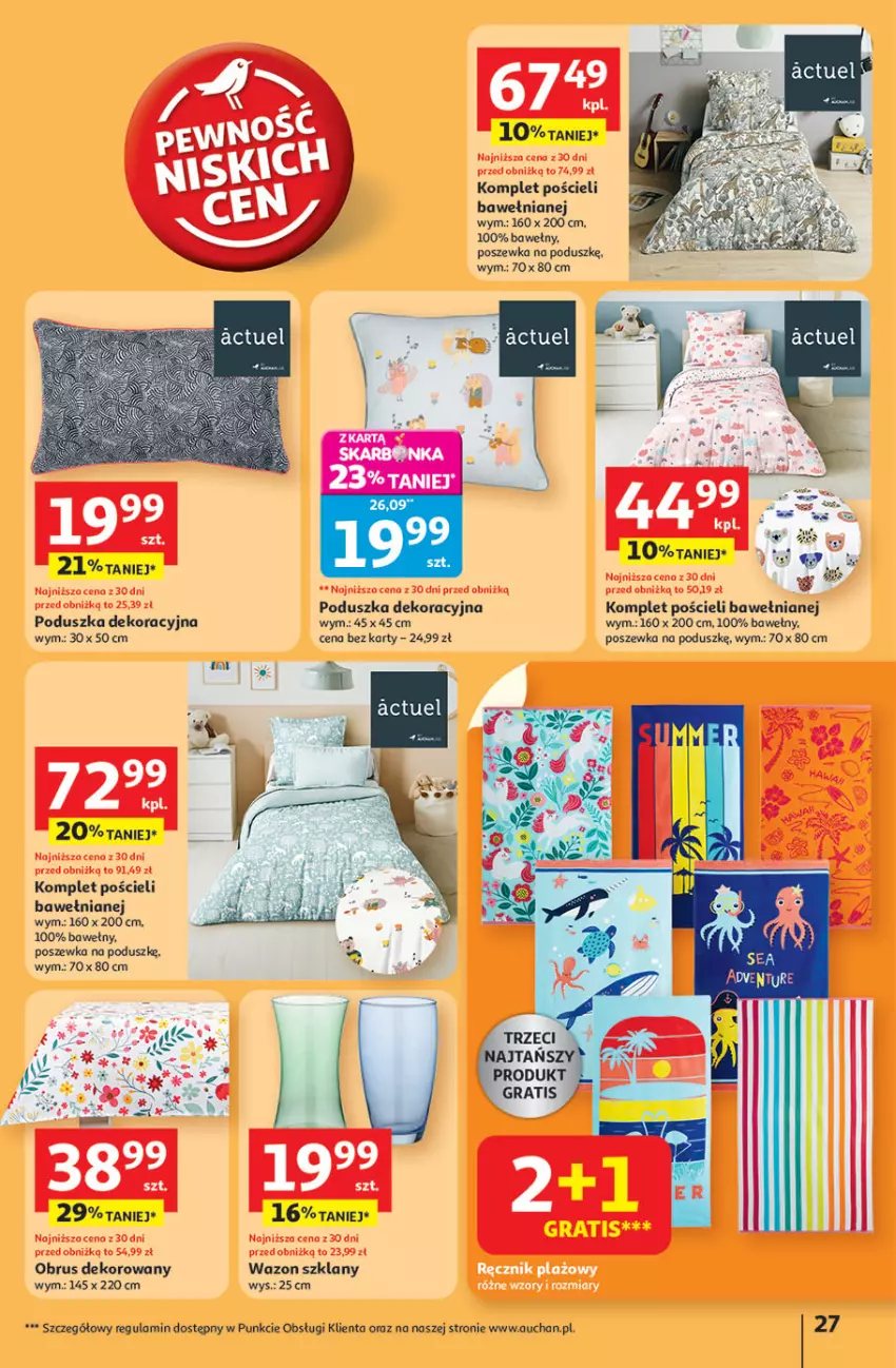 Gazetka promocyjna Auchan - Pewność niskich cen Hipermarket - ważna 24.07 do 30.07.2025 - strona 27 - produkty: Komplet pościeli, Mus, Obrus, Poduszka, Poduszka dekoracyjna, Pościel, Poszewka, Wazon