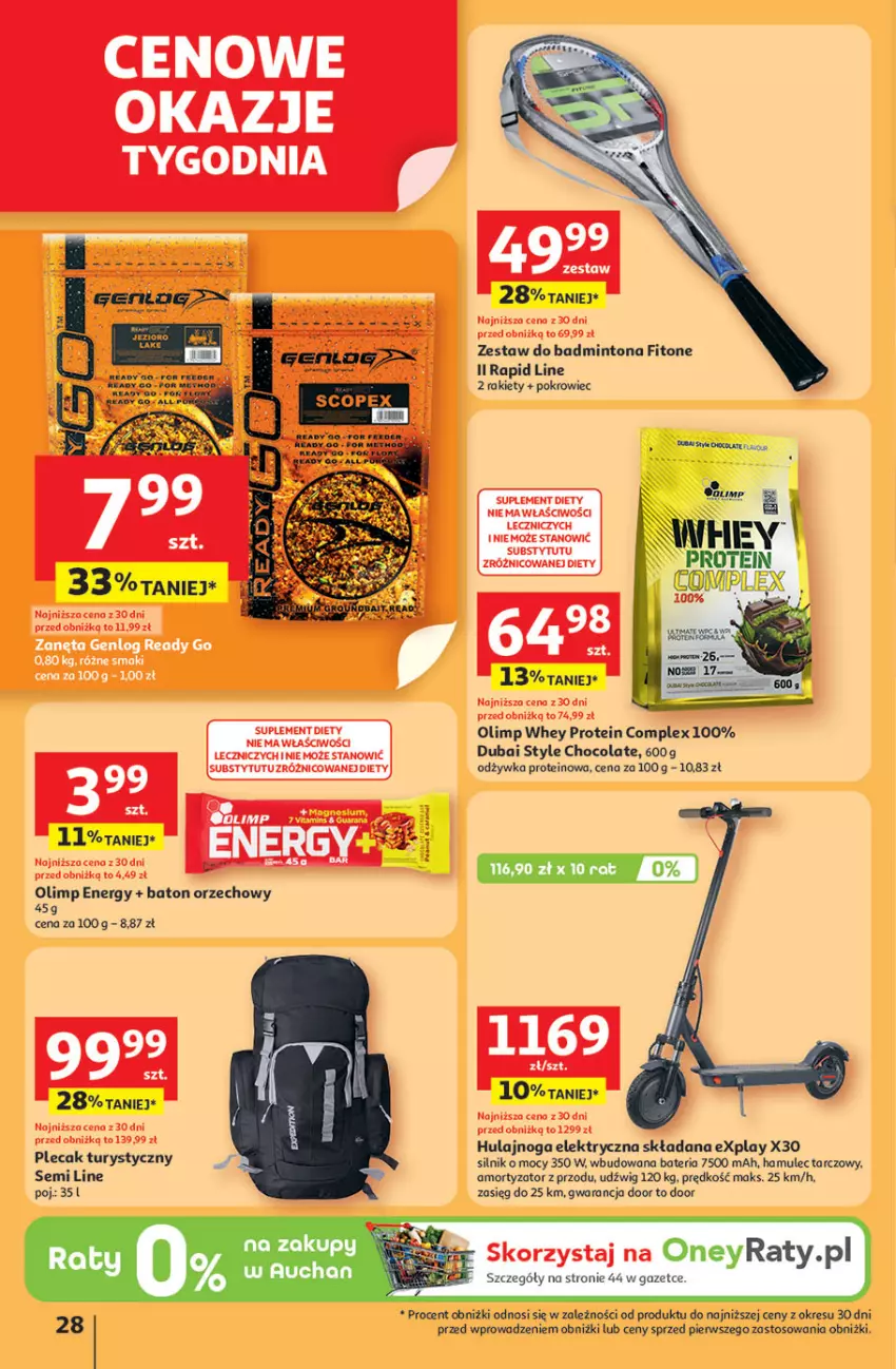 Gazetka promocyjna Auchan - Pewność niskich cen Hipermarket - ważna 24.07 do 30.07.2025 - strona 28 - produkty: Bateria, Baton, Dźwig, Hulajnoga, Hulajnoga elektryczna, Mule, Odżywka, Plecak, Pokrowiec