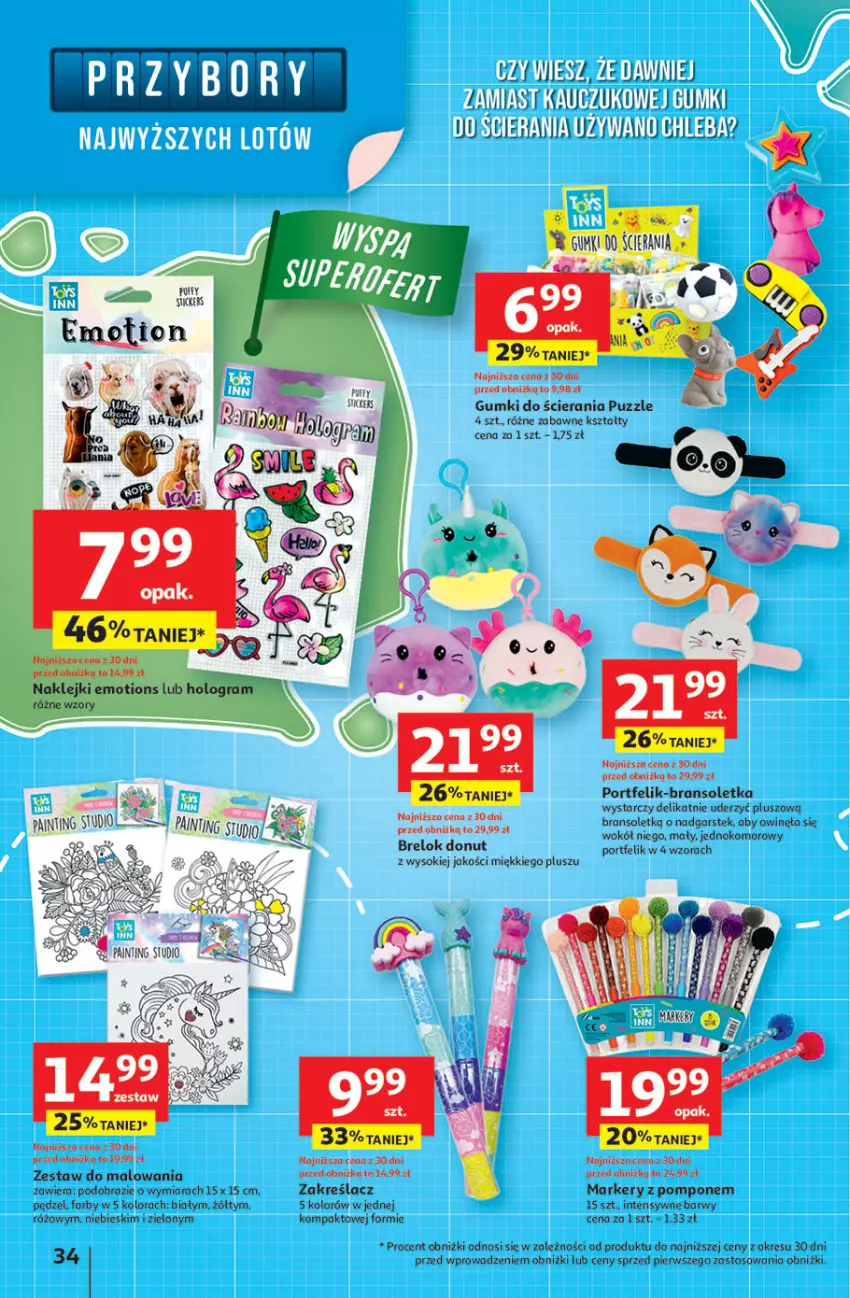 Gazetka promocyjna Auchan - Pewność niskich cen Hipermarket - ważna 24.07 do 30.07.2025 - strona 34 - produkty: Bransoletka, Chleb, Donut, Fa, Gra, Klej, Marker, Obraz, Por, Puzzle, Sok, Stek, Zestaw do malowania