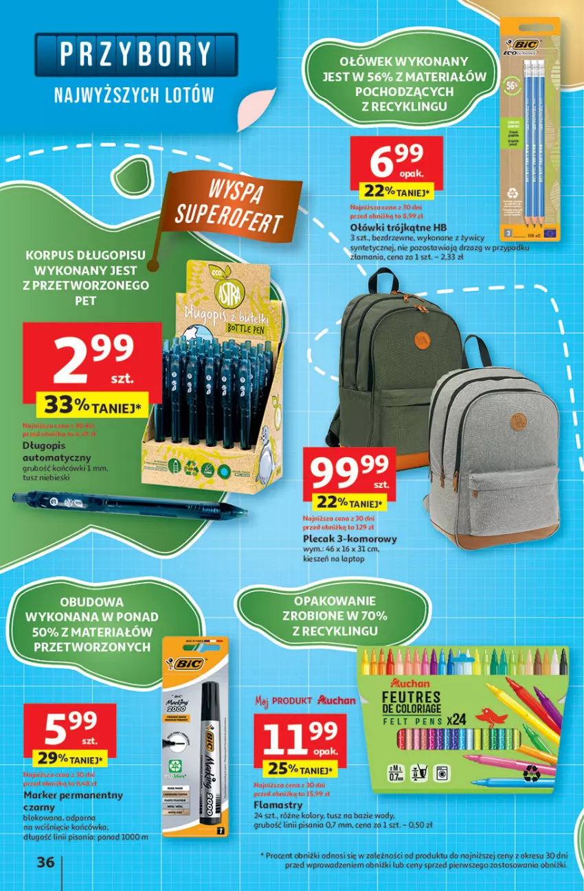 Gazetka promocyjna Auchan - Pewność niskich cen Hipermarket - ważna 24.07 do 30.07.2025 - strona 36 - produkty: Długopis, Flamastry, Marker, Plecak, Por, Top, Tusz