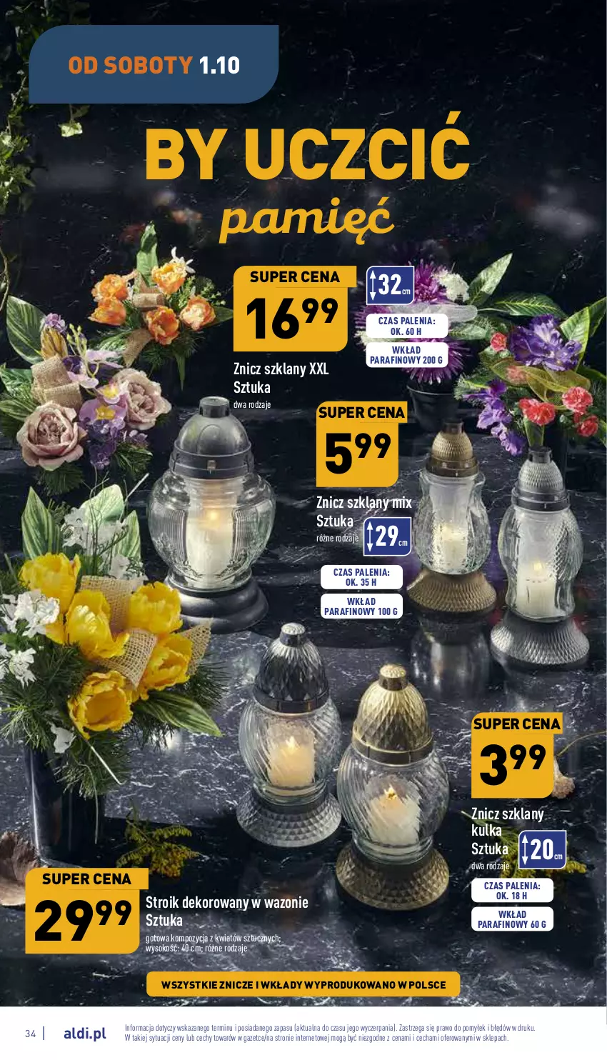 Gazetka promocyjna Aldi - Pełny katalog - ważna 26.09 do 01.10.2022 - strona 34 - produkty: Sok, Wazon, Znicz