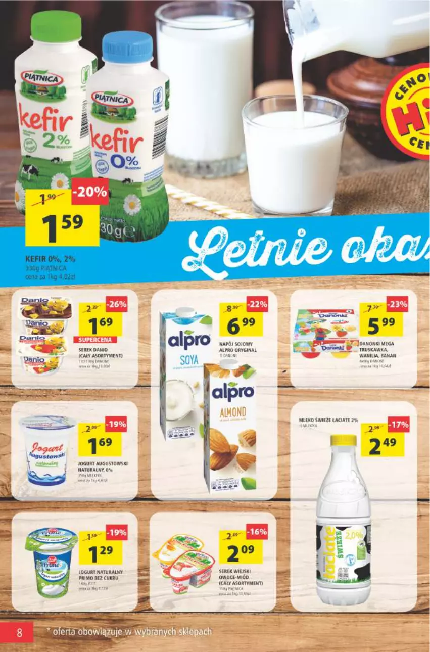 Gazetka promocyjna Arhelan - Gazetka - ważna 02.07 do 11.07.2021 - strona 8 - produkty: Alpro, Danio, Gin, Jogurt, Jogurt naturalny, Miód, Mleko, Owoce, Rum, Sati, Ser, Serek