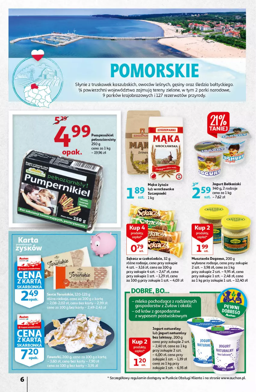 Gazetka promocyjna Auchan - Odkryj z nami regionalne smaki Hipermarkety - ważna 09.09 do 15.09.2021 - strona 6 - produkty: Jogurt, Jogurt naturalny, Mąka, Mleko, Mus, Musztarda, Obraz, Sękacz