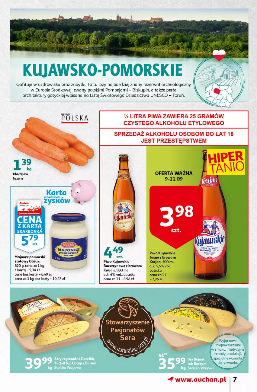 Gazetka promocyjna Auchan - Odkryj z nami regionalne smaki Hipermarkety - ważna 09.09 do 15.09.2021 - strona 7 - produkty: Bursztyn, Gra, Isana, Kujawski, Majonez, Ocet, Perła, Piwa, Piwo, Ser