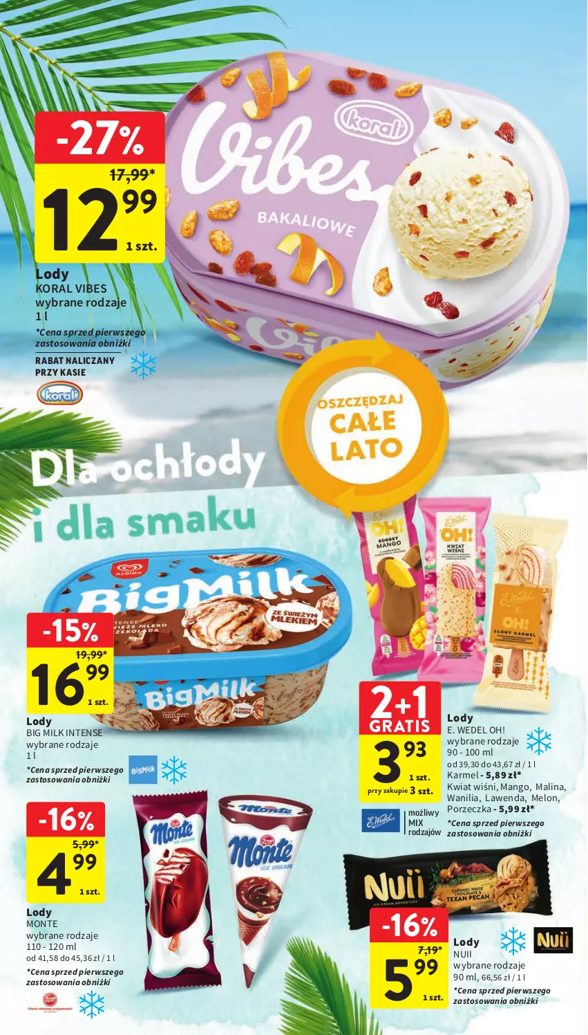 Gazetka promocyjna Intermarche - Gazetka Intermarche - ważna 24.08 do 30.08.2023 - strona 23 - produkty: Big Milk, E. Wedel, Gra, Lody, Mango, Melon, Monte, Por