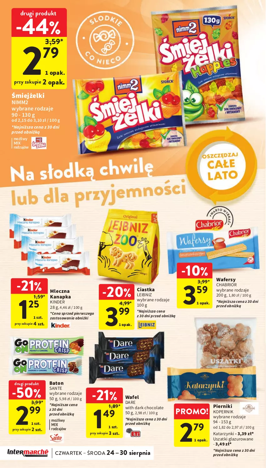 Gazetka promocyjna Intermarche - Gazetka Intermarche - ważna 24.08 do 30.08.2023 - strona 25 - produkty: Baton, Chabrior, Ciastka, Kinder, Lazur, Nimm2, Piernik, Sante